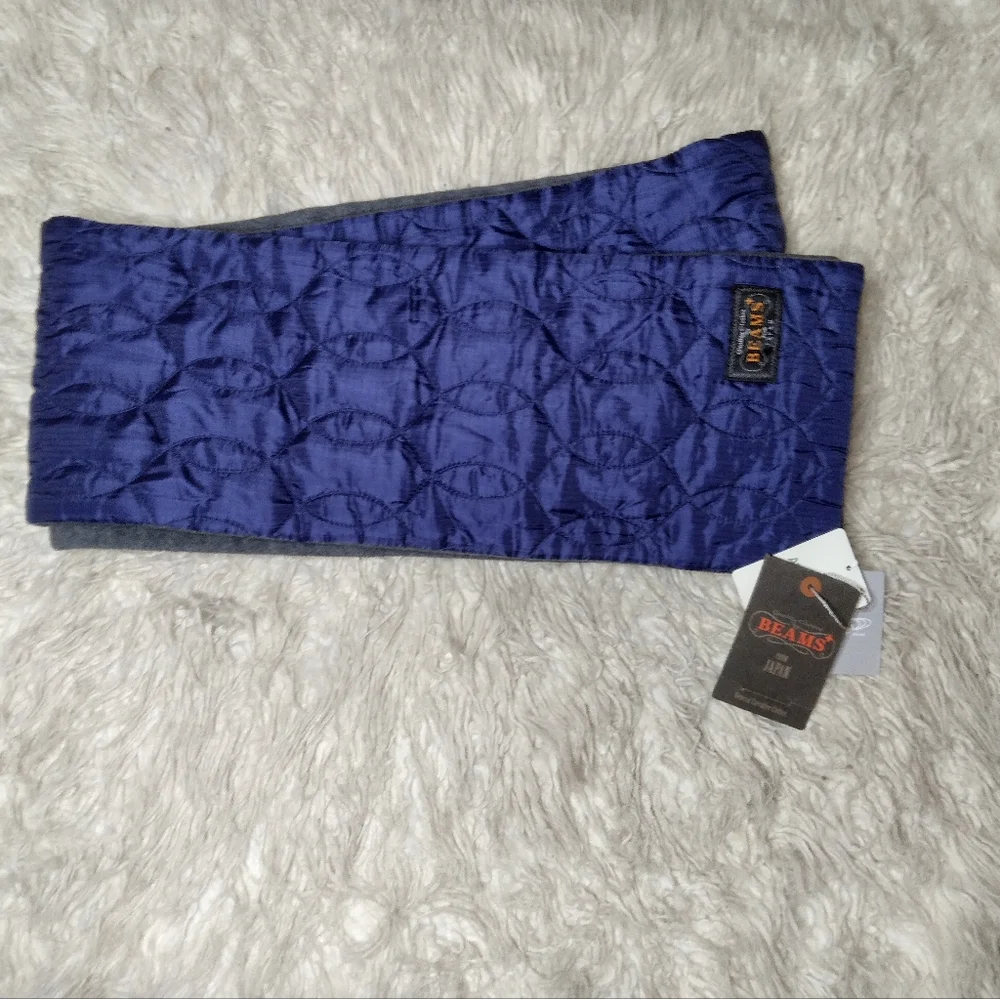 Beams Plus Men's Quilted Boa Fleece Muffler in Navy